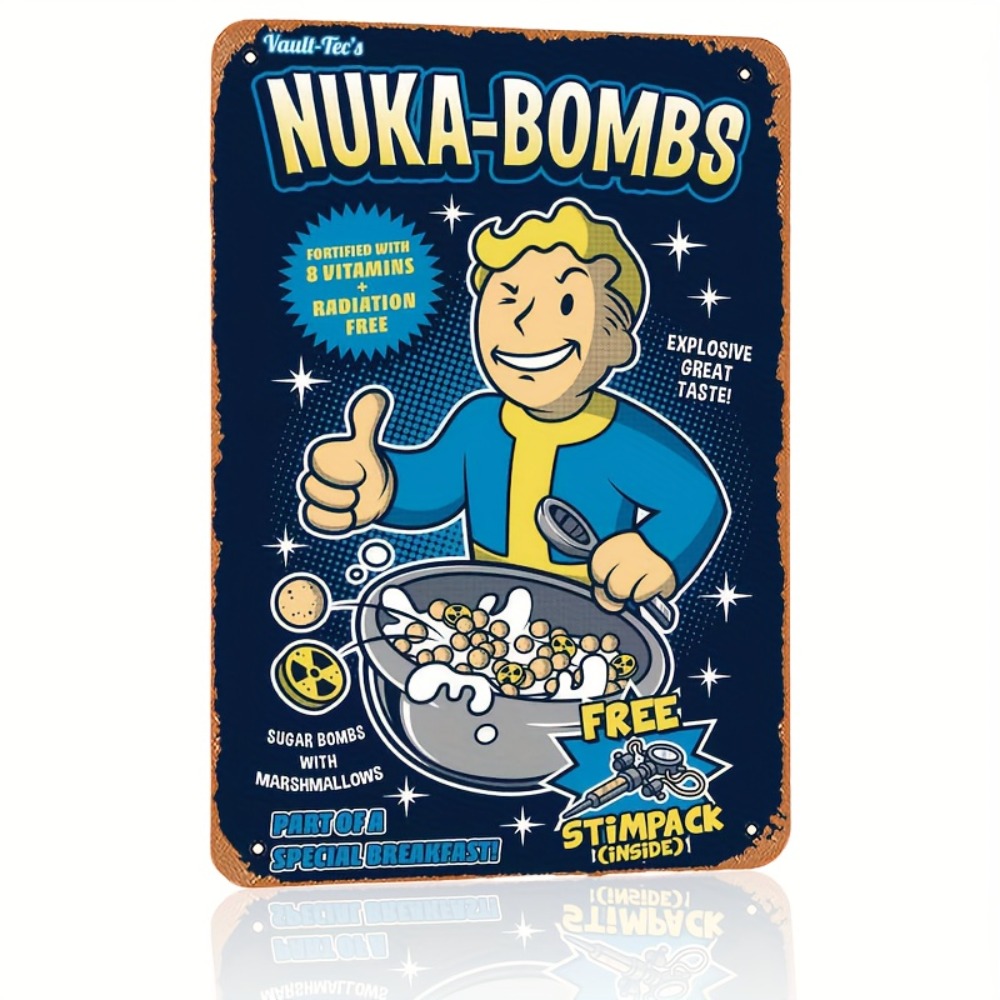 Retro Gaming Vault - Vault-Tec Nuka-Bombs Metal Duvar Tabelası -