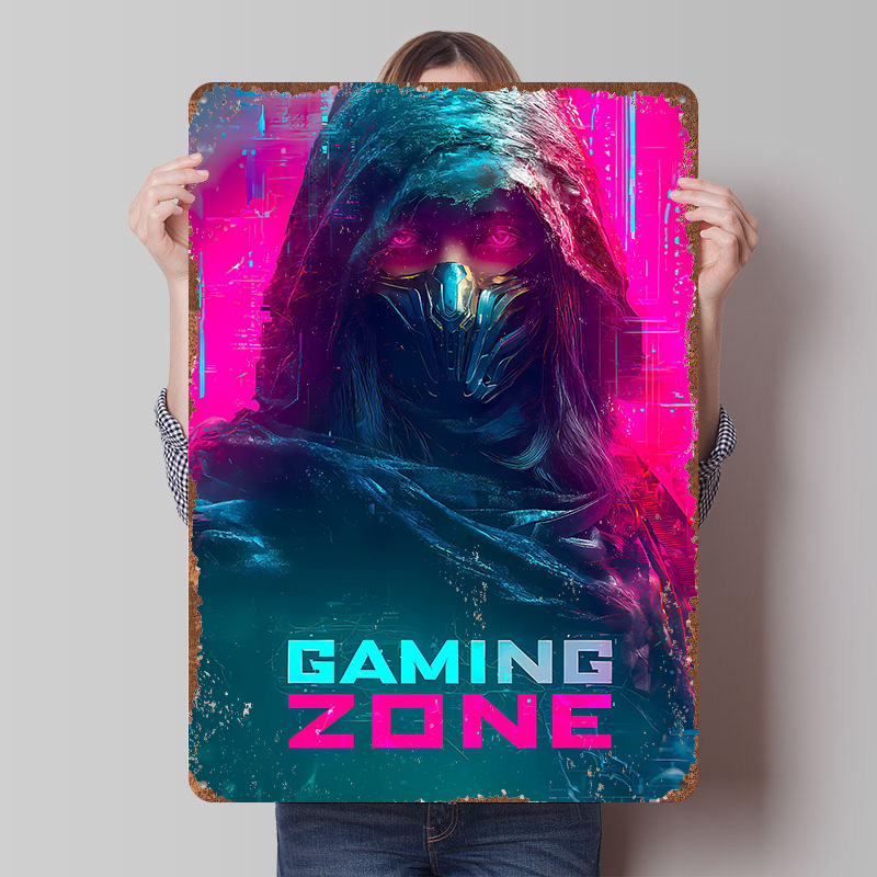 Retro Gaming Zone - Oyun Bölgesi Ninja Teneke Poster Özelleştirilmiş
